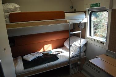 Caledonian Sleeper Mk5 accessible room set up for twin occupancy